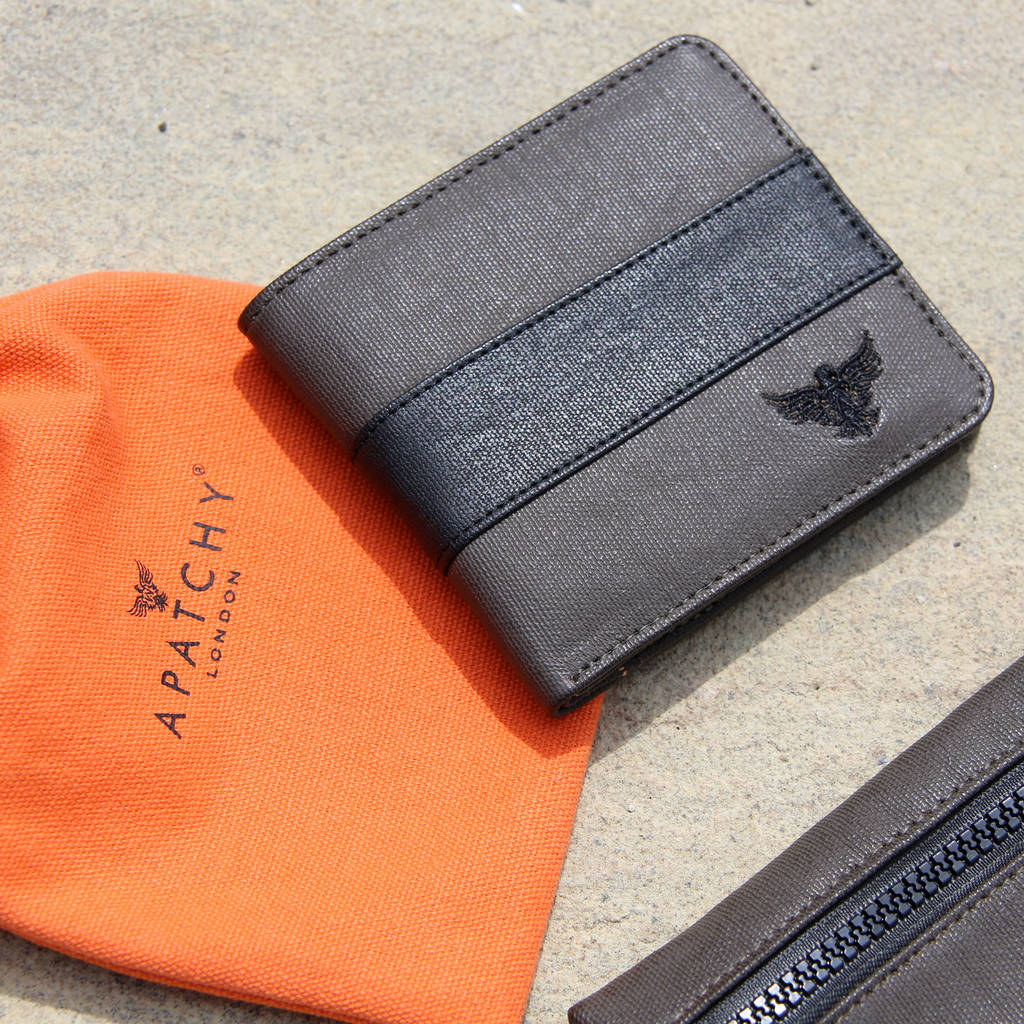 waxed cotton wallet with gift bag by apatchy