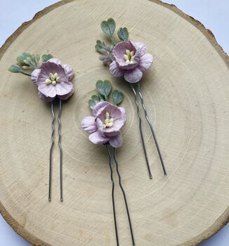 Lilac Flower Hair Pins, 3 of 3