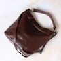 Leather Shoulder Bag, Dark Brown, thumbnail 4 of 6