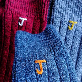 Men's Personalised Initial Chunky Bamboo Sock Gift Set, 4 of 10