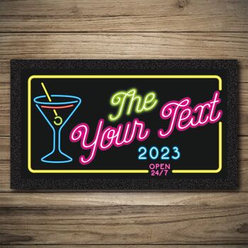 Personalised Bar Runner And Coasters Cocktail Neon, 2 of 8