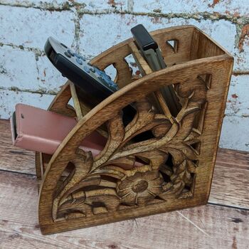 Carved Remote Control Caddy Stand, 5 of 6