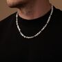 Silver Beaded Freshwater Pearl Necklace Chain For Men And Women, thumbnail 1 of 11