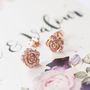 Roses Sterling Silver Stud Earrings On Bespoke Card, thumbnail 8 of 12