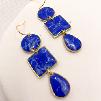 Royal Blue Statement Earrings, Clay And Resin, 8 of 11
