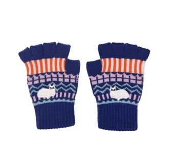 Catnip Cute Embroidered Cat Fair Isle Gloves, 3 of 3