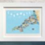 Cornwall Map Upcycled Paper Collage Print, thumbnail 1 of 6