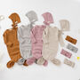 Organic Cotton Baby Gown, Bonnet And Headband Set, thumbnail 1 of 5