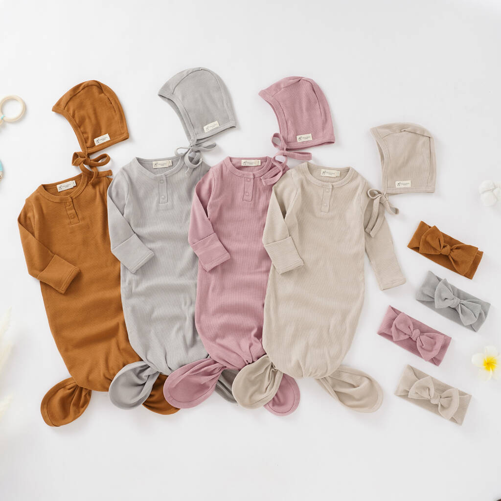 Newborn Gown and Hat Set | MILKBARN Kids | Organic and Bamboo Baby Clothes  and Gifts