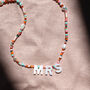 'Mrs' Beaded Necklace, With Mother Of Pearl Letters, thumbnail 1 of 8