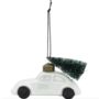 Hanging Glass White Car Christmas Tree Decoration, thumbnail 3 of 3