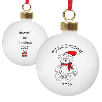Personalised 1st Christmas Teddy Bear Bauble, 3 of 4