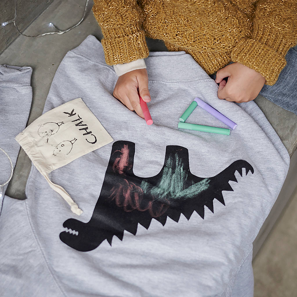Childs Dinosaur Chalkboard Sweatshirt, 1 of 5