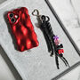 Crimson Red Bubble Phone Case And Personalised Bead Charm, thumbnail 4 of 12