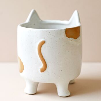 Natural Ceramic Cat Planter, 3 of 4