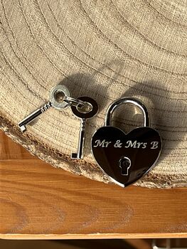 Mr And Mrs Silver Heart Padlock Special Occasion Gift, 5 of 6