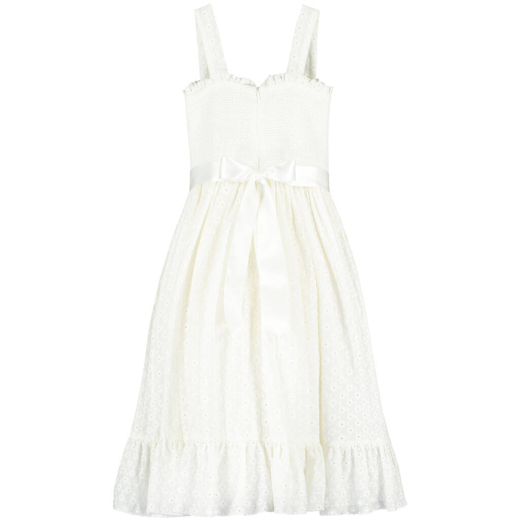 Ava Smock Embroidery Cotton Girls Occasion Dress, White By HOLLY HASTIE ...