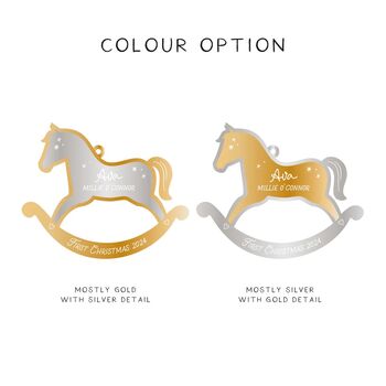 Metallic Rocking Horse First Christmas Decoration, 3 of 3