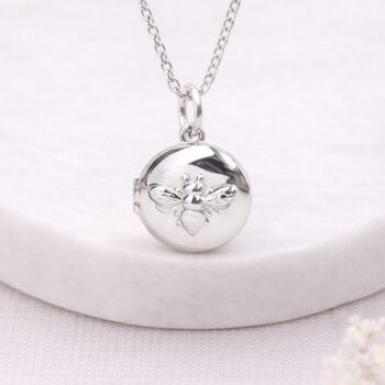 Personalised Sterling Silver Bee Locket Necklace With Photos, 2 of 10