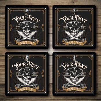Personalised Bar Runner And Coasters Pirate Tavern, 2 of 8