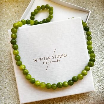 Agate Green Moss Natural Stone Beaded Necklace, 2 of 4