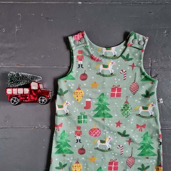 Organic Christmas Baby And Toddler Dungarees, 4 of 5