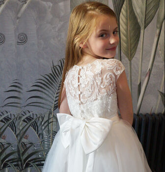 Ameria Flower Girl Dress In White | Communion Dress, 3 of 8