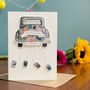 Luxury Wedding Card With Wedding Car And Cans, thumbnail 1 of 6