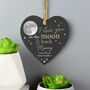 Personalised Slate Heart Hanging Decoration – I Love You To The Moon And Back Gift, thumbnail 2 of 3