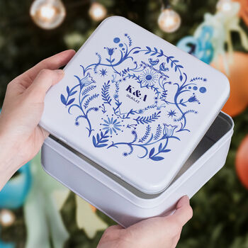 Personalised Blue And White Anniversary Tin, 3 of 5