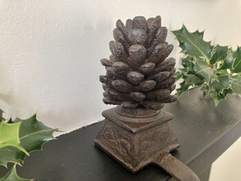 Cast Iron Pine Cone Christmas Stocking Holder Xmas Decor, 9 of 10
