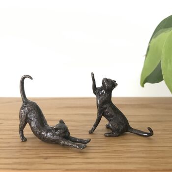 Miniature Bronze Cat Sculpture 8th Anniversary Gift, 10 of 11