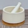 Scandi Home Cream And Wood Pestle And Mortar, thumbnail 1 of 4