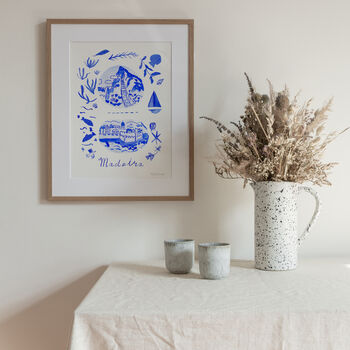 Scenes Of Madeira, Portugal Blue Tile Inspired Travel Print, 11 of 12