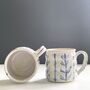 Big Huggable Mug With Blue And White Abstract Floral Hand Painted Design, thumbnail 7 of 12