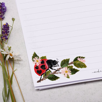 A4 Personalised Letter Writing Paper With Ladybird, 2 of 5