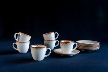 White Set Of Six Porcelain Espresso Cup And Saucer, 11 of 12