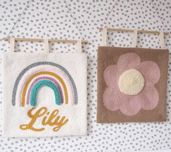 Set Of Two Punchneedle Personalised Wall Art, 5 of 5