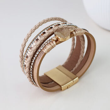 Rose Gold Mix Multistrand Bracelet With Druzy Crystal, 5 of 6