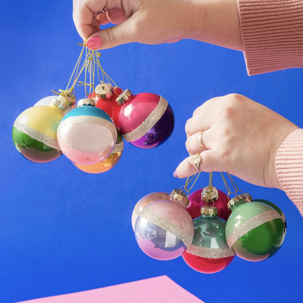 Vintage Two Tone Luxe Glitter Baubles, 1 of 6