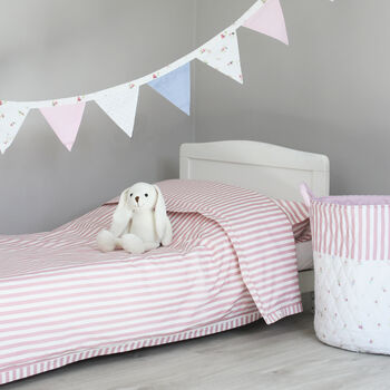 Pink Stripe Duvet Cover And Pillowcase Set Two Sizes, 3 of 9