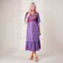 Zaria Silk Print Embroidered Dress 03, thumbnail 1 of 3