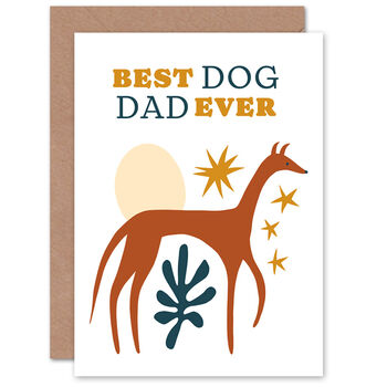 Cute Greyhound Boho Best Dog Dad Ever Greetings Card, 2 of 4