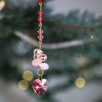 Charming Pink Heart Pendant Christmas Tree Decoration, 2 of 5