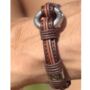 Antique Brown Flat And Round Leather Memorial Urn Bracelet For Ashes, thumbnail 6 of 12