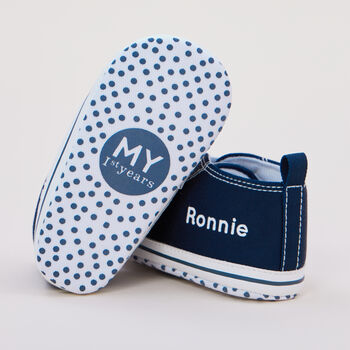 Personalised Navy Blue High Tops Trainers, 2 of 4