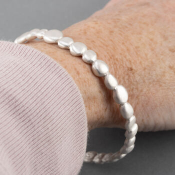 Silver Pebble Bangle Bracelet, 4 of 8