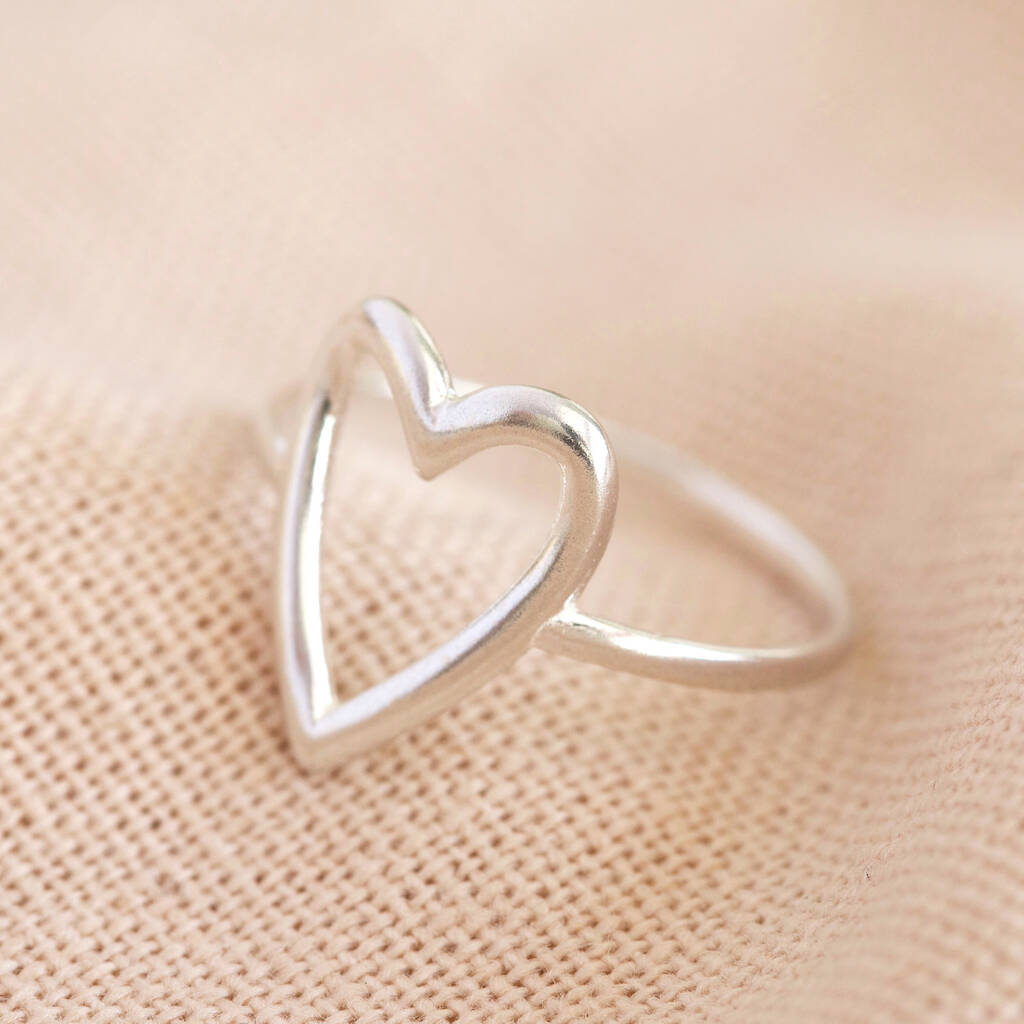 Sterling Heart Outline Ring By Lisa Angel | notonthehighstreet.com
