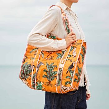 Reversible Jungle Print Quilted Cotton Tote Bag, 2 of 6