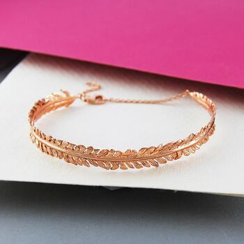 Fern Gold Plated Silver Nature Bangle, 2 of 6